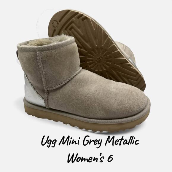 Ugg Classic Gray Mini Metallic Silver Women’s 6 - Picture 10 of 10